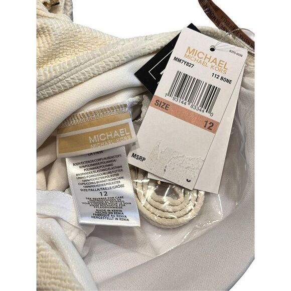 Michael Kors Women's One-Shoulder Side-Cutout Swimsuit bone 12 new - Picture 4 of 4